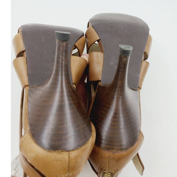 Michael Kors Womens Cognac Open Toe Sandals, Size 6, PRE-OWNED - Picture 7 of 10